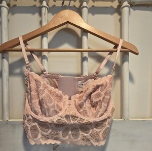 Lace Bralette in Soft Pink Glitter